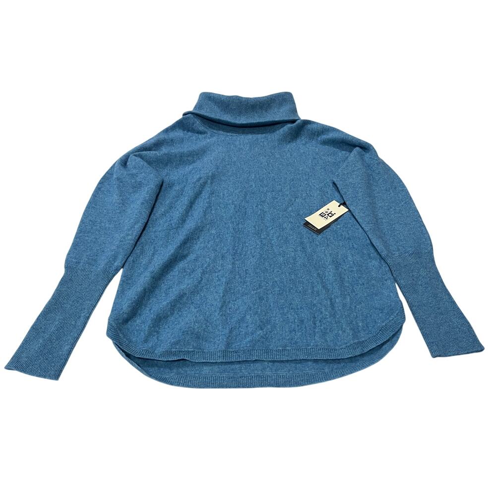 MAX STUDIO 100% 2-Ply Cashmere Cowl Neck Sweater Womens NWT Small Teal Blue